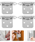Four 10 Pack Half Overlay Spring Cabinet Hinges, white nickel finish, with soft close feature, for kitchen cupboards and furniture.