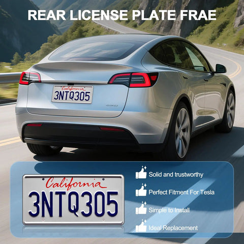 Rear License Plate Frame And Holder For Tesla Model 3 And Model Y 2017-2023 2020-2024 No Fuss Anti Theft Screw Kit Included