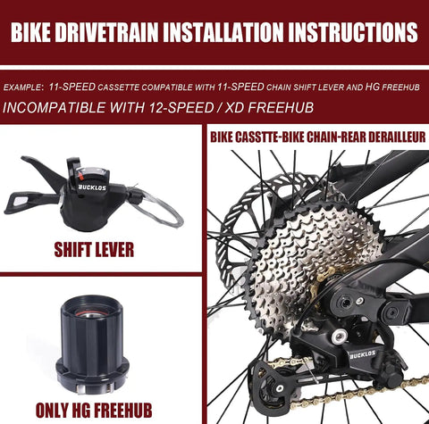 Ultra Light 8 9 10 11 12 Speed Bike Cassette For Mountain Road XC DH AM With 11 To 52T Range Lightweight Alloy Construction Smooth Shifting On Hills And Downhills Compatible With Shimano Sram HG Hub Driver Ready For Pro Riders, shown with shift lever and HG freehub.