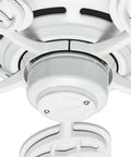 Close-up of Low Profile 52 Inch White Ceiling Fan With Pull Chain, Quiet Multi Speed Reversible Motor, Classic Dope Design