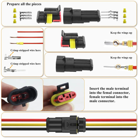 Must Have Waterproof Automotive Electrical Connectors Kit 1 To 6 Pin Set With Ratcheting Crimper Pliers assembly instructions