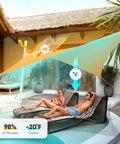 24x24 Ft Large Oversized 185G HDPE Square Sun Shade Sail Canopy With 98 Percent UV Block for outdoor patio and garden use.