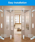 Bifold Door Hardware Repair Kit, 2 Pack For Bi Fold Sliding Closet Doors Replacement Parts with top and bottom pivots, brackets, guide wheels installation view