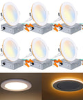 6-pack Dope 4 Inch LED Recessed Ceiling Light With Night Light Dimmable 2700K To 5000K CRI 90 850 Lumens Ultra Thin Downlight