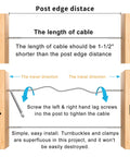 Diagram of post installation for Three Sixteenth Inch Swage Lag Screws Kit For Cable Railing - T316 Stainless Steel, wood posts, cable distance.