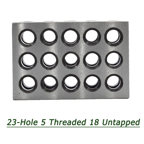 Timunr 1x2x3 precision parallel block set in alloy steel with 23 holes (5 threaded, 18 untapped)