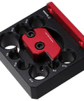 Heavy Duty Adjustable Dowel Cutter Jig For Drill With Precise Carbide Blades And 8 Hole Aluminum Design, showing red and black aluminum construction.