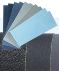 Get This Awesome 50 Piece Wet Dry Sandpaper Set With 60 To 20000 Grits For Wood Metal And Plaster Polishing, Custom Cut Sheets, showing various colors of sandpaper sheets.