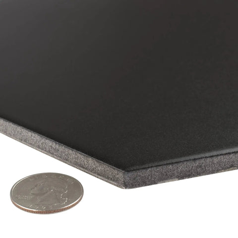 Close-up of Hex Black Porcelain Tile for Floor and Wall, Textured Glazed Hexagon Tile, eight and five eighths by nine and seven eighths inches