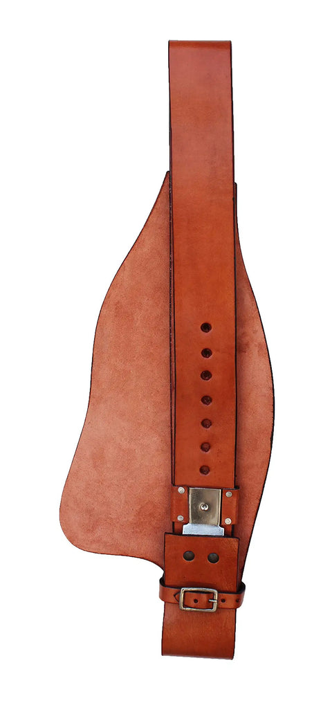 Close-up of Western Saddle Replacement Fenders in Genuine Full Grain Light Brown Leather with Hand Tooled Border Adjustable