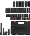 Top Tier HLFuBynox 45 Piece Metric Impact Socket Kit 1/2 Inch Drive With Deep Shallow Sockets Extension And Universal Joint Reducer For Auto Garage Tire Repair Jobs Under The Hood, black case