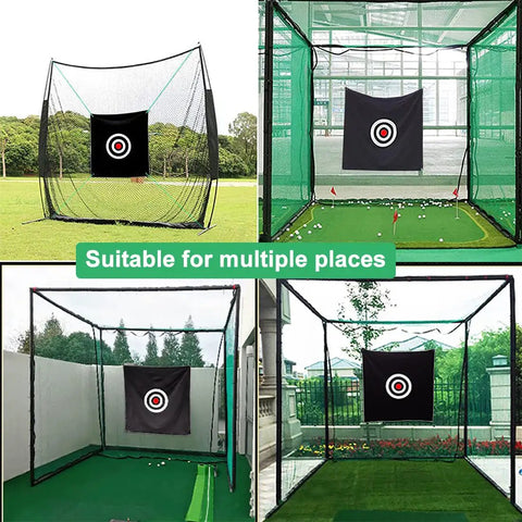 57 Inch Silent Golf Practice Net With Colorful Target Cloth for versatile indoor or outdoor use, easy setup in various settings