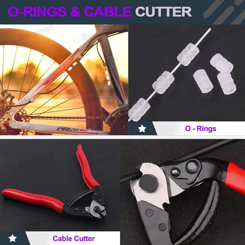 67 Piece Universal Bike Shifter And Brake Cable Kit with O-Rings, Cable Cutter, and Bicycle in use