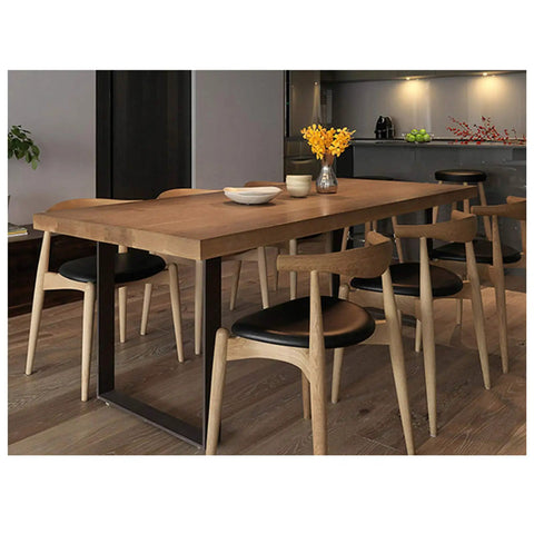 Heavy Duty Solid Steel Table Legs With Elegant Arc Shape And Glossy Silver Coating, No Sweat Cleaning Anti Slip Mounts For Kitchen Or Bathroom Fixes In 70X70CM, Hella Sturdy Supports with wooden table and chairs.
