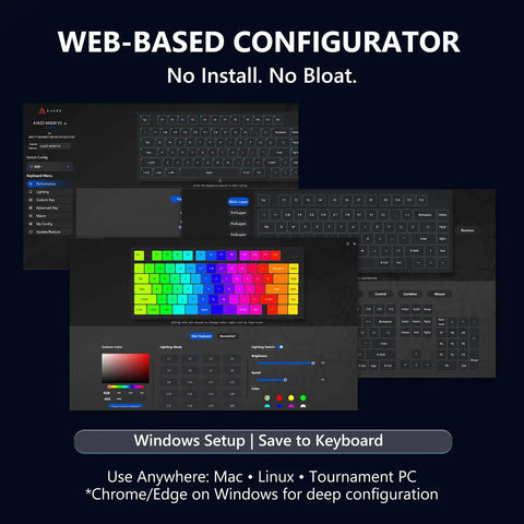 Web-based configurator interface for Ultra Durable 8Khz Magnetic Hall Effect Mechanical Gaming Board showcasing settings.