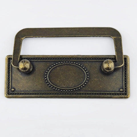 Front view of Antique Bronze Bail Drawer Pulls 2.5 Inches Center Spacing 64 Mm Vintage Drop Swing Cabinet Knob Hardware Zinc Alloy