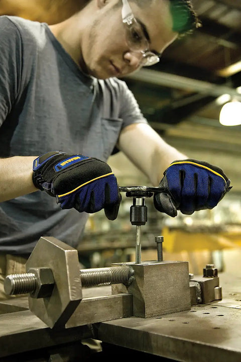 Person using Do It Yourself Drill And Tap Set For Quick Metal Threads With Quarter Inch 20 NC Tap And Thirteen Sixty Fourth Inch Drill Bit in workshop