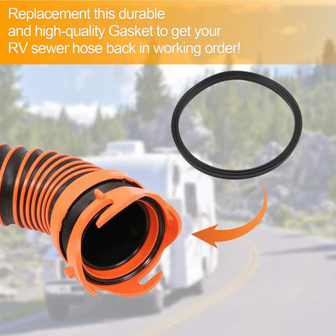 RV Sewer Hose Gasket Set Six Pack Replacement Seals For Universal Fittings, Fits RhinoFLEX Revolution And Easy Slip Hoses, No Mess Leak Free Bayonet Seals For Camper RV Travel Trailer Sewer Lines, black rubber gasket