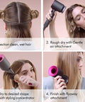 Steps using Supersonic Hair Dryer No Heat Damage With 5 Attachments Including Diffuser And Styling Concentrator Fast Drying