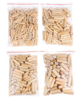 Wood Dowel Pins Set 500pcs Assortment Kit With Fluted Beveled Hardwood Shafts For Furniture Fitting And Woodworking Includes 6x30mm 8x40mm 10x40mm 12x40mm For Cabinets Drawers And Shelves shown in four bags