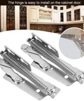 Heavy Duty Steel Up Spring Cabinet Hinge Set For Cupboard Closet And Wardrobe Doors With Pull Up Shelf Function And Under Cabinet Pull Down Hinges Easy Install And Durable Abrasion Resistant Build, shown in silver finish.