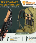 Foldable Hiking Poles For Travel And Trekking, Go-To Adjustable Aluminum Trekking Poles With Cork Grips shown beside backpack.