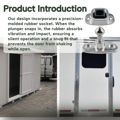 Dead Set Secure Heavy Duty Aluminum RV Door Holder And Trailer Latch For Camper And Cargo Van showing precision rubber socket design.