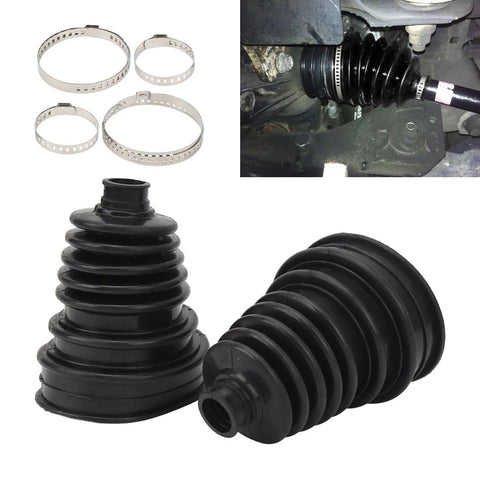 Universal Silicone CV Joint Boot Kit 2 Pack For Cars, DIY Ready Constant Velocity Axle Boot Replacement, Dustproof And Flexible CV Boots For Front Or Rear Suspension, Durable Silicone Protection Against Dirt And Water. Black silicone CV boots with clamps