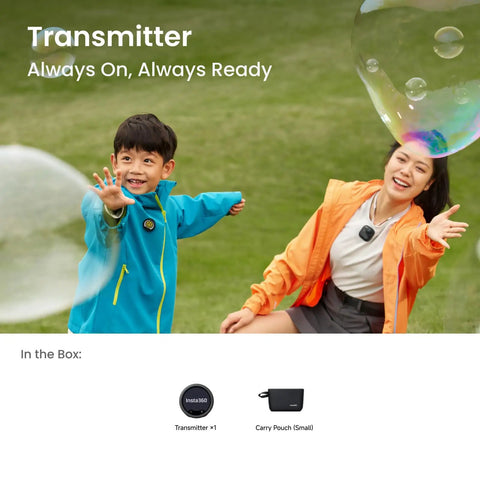 Two people playing outdoors wearing Wireless Lavalier Microphone With Customizable E Ink Display, 3 Mic Array For Directional Pickup, Bluetooth.