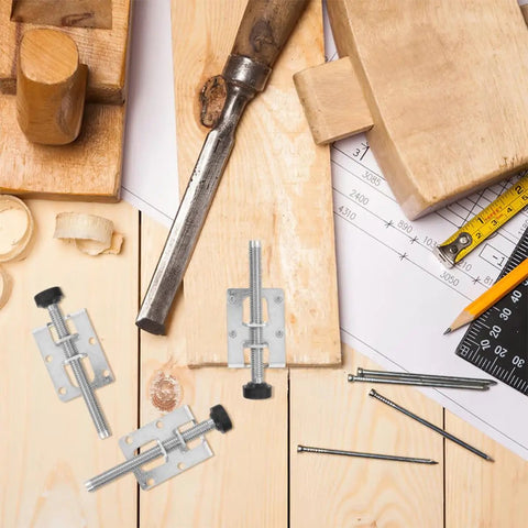 Built Tough Heavy Duty Adjustable Cabinet Leveling Feet For Steel Furniture Legs With 24 Screws And Hex Key on wooden surface