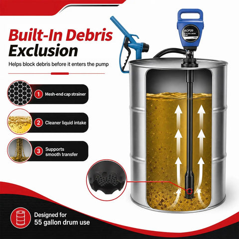 Nakkaa Versatile Electric Barrel Pump For 55 Gallon Drums With Dual 120V Ac And 12V Dc Power Options Perfect For Moving Def Diesel Water Kerosene And Other Fluids Efficiently In Garage Or Shop Settings