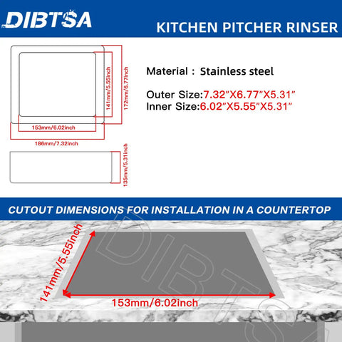 Pitcher Rinser With Base for Countertop, Matte Black Stainless Steel Glass Rinser Cup Washer With Side Spray, No Fuss One Hand Operation, Quick Milk Residue Removal, Durable Kitchen Sink Accessory