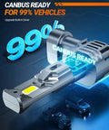 9005 H11 LED Headlight Bulbs, 100000LM Blinding 6500K White Light, HB3 H8 H9 H16 Fog Lamp Combo, Real Deal Plug And Play Performance, Pack Of 4 For Any Vehicle. Image of LED bulb with CANBUS ready feature for installation in various vehicles.