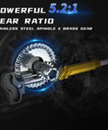 Graphic of Saltwater Spinning Reel With 13 Plus 1 Ball Bearings Ultra Smooth Action Carbon Drag CNC Aluminum Spool And Handle Waterproof.