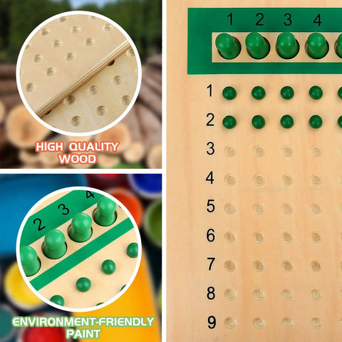 Montessori Math Board For Multiplication And Division Hands On STEM Wooden Educational Toy with pegs and numbered grid