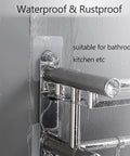 Heavy Duty Adhesive Hooks 2 In 1 No Drill Wall Mount Shelf Hangers Screw Free Sticker in bathroom setting with water