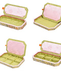 Brown Stackable Jewelry Organizer Tray With Six Grids Drawer Storage Pad For Rings And Bracelets featuring elegant octagonal designs.