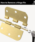 Built Tough Satin Brass Door Hinges 12 Pack 3 1/2 Inch Solid Iron rounded corners with nail removal instructions