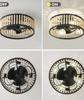 Beaded Caged Ceiling Fan With Lights And Remote 19 Inch Flush Mount Black Finish Bead Trim Design 6 Speeds Reversible Motor Bulbs Included Modern Farmhouse Style