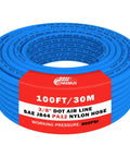Three Eighths Inch DOT Air Line Blue PA12 Nylon Pneumatic Tubing 100 Ft 30.5 M Heavy Duty Flexible Hose for industrial use
