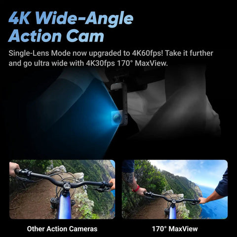 Comparison of 4K wide-angle views with X4 8K 360 Action Camera Bundle With Waterproof Build Pro Grade 4K Wide Angle Video