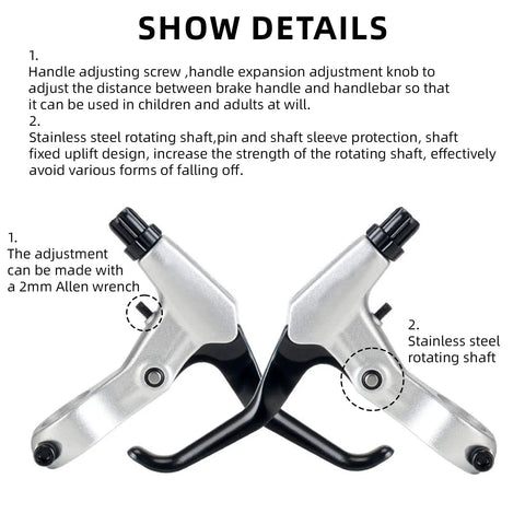 Universal 22mm Bike Brake Levers Set For Road Mountain BMX And Hybrid Bikes Aluminum Handbrake Levers 1 Pair Silver