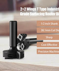 Pro Level Spoilboard Surfacing Router Bit With 1/2 Inch Shank, 1-1/2 Inch Cutting Diameter, 2 Plus 2 Inserts visible on table
