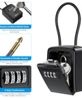 Outdoor Key Lock Box With 4-Digit Combination, Tough-As-Nails Water-Resistant Safe Box For 5 Keys, Removable Chain shown open