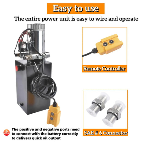 10 Quart Double Acting Hydraulic Pump Power Unit For Dump Trailers And Heavy Machinery with remote and connectors