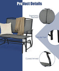 Outdoor Glider Bench For Patio And Backyard With Steel Frame That Handles 400 Lbs Two Person Loveseat Swing Rocker Great For Poolside Lawn Balcony And Porch Hangouts Gray with ergonomic backrest and curved armrest