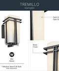 Black Outdoor Wall Light With Satin Etched Opal Glass 1 Light Exterior Sconce for Porch and Walkway 14.25 Inch Height 7 Inch Width