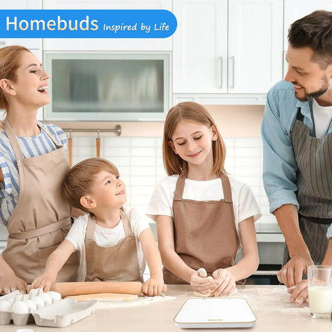 Family in kitchen using Digital Food Scale 33Lb Capacity With 1g Increments Ultra Precise Kitchen Scale For Cooking And Baking