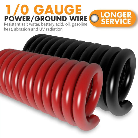 1/0 Gauge CCA Power And Ground Wire Kit 40 Ft Total 20 Ft Red 20 Ft Black with free wire cutter for car amplifier and solar RV