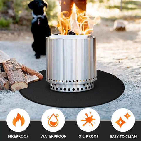 39 Inch Round Fire Pit Mat For Bonfire And Grill Protection Double Sided Fireproof Under Deck Mat Oil Resistant Patio Protector